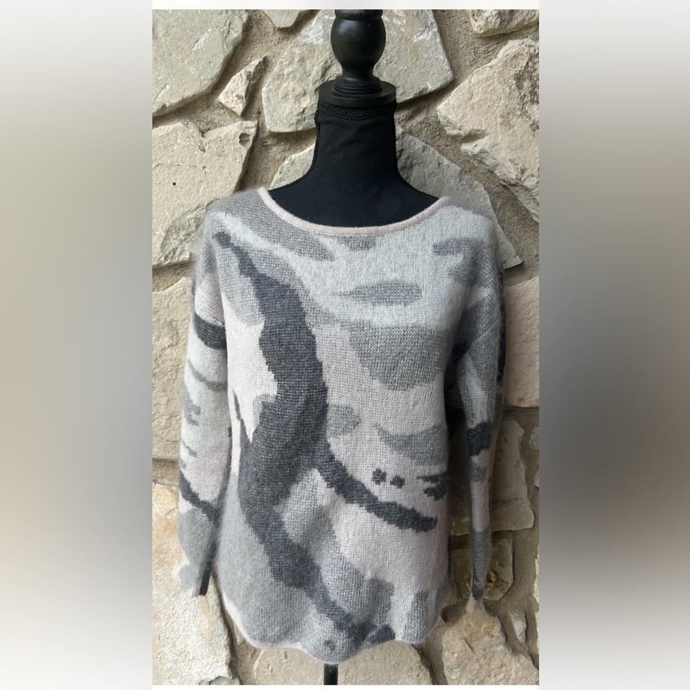 Rag & Bone Sweater Womens Small Pink Gray Camo Mohair‎ Wool Alpaca Silk